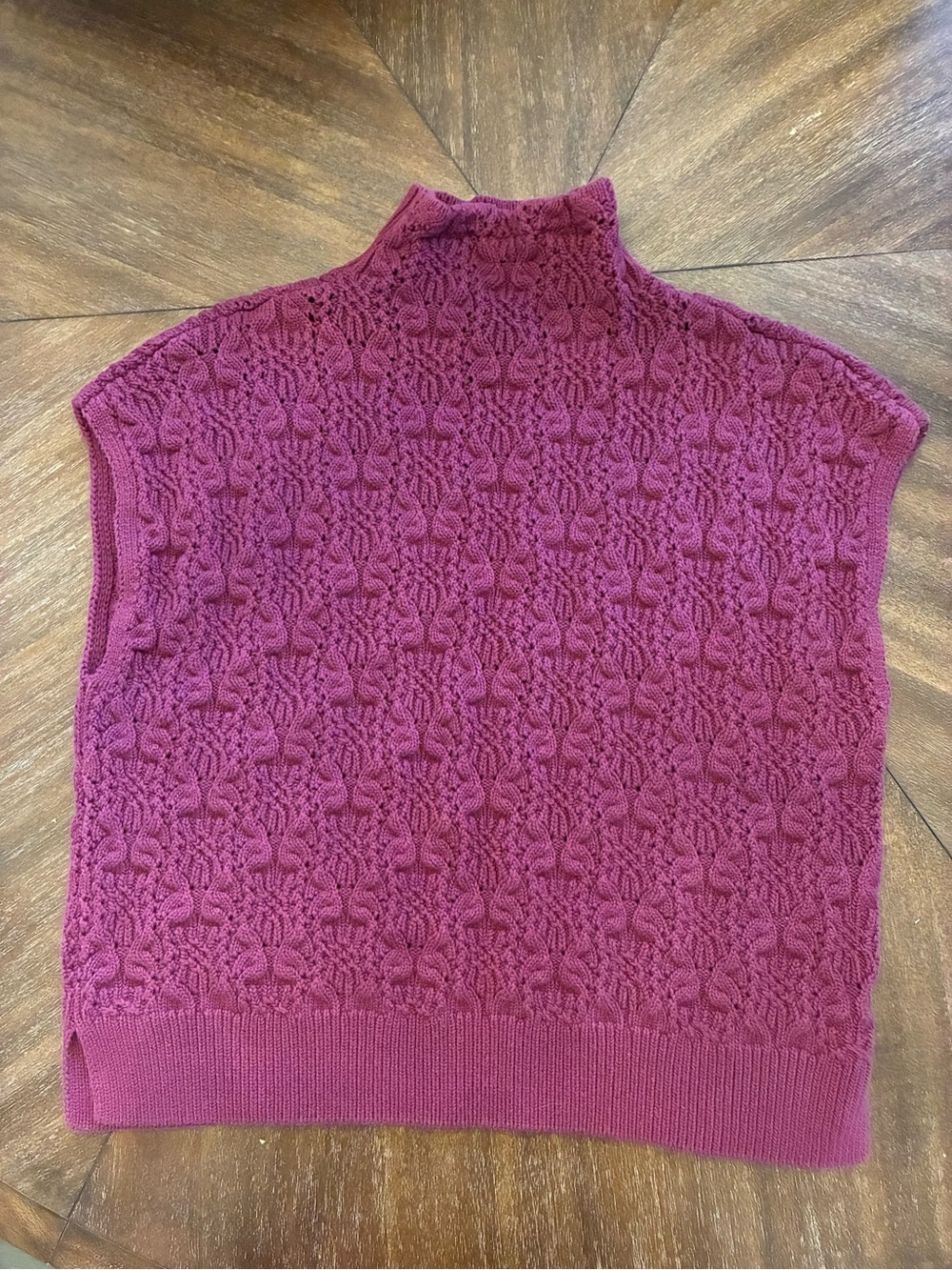 Free People Sleeveless Cable Knit Turtleneck - Raspberry